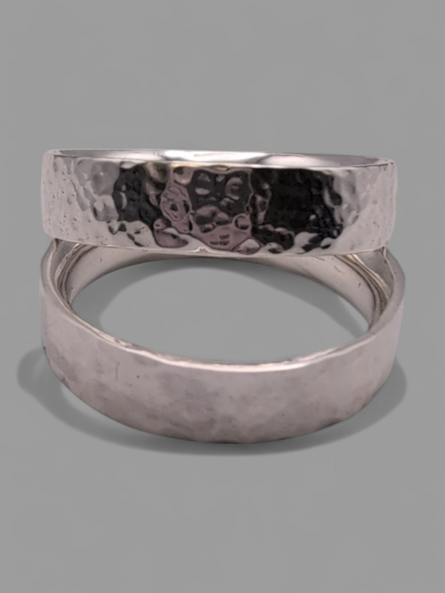 Handmade Sterling Silver flat hammered band