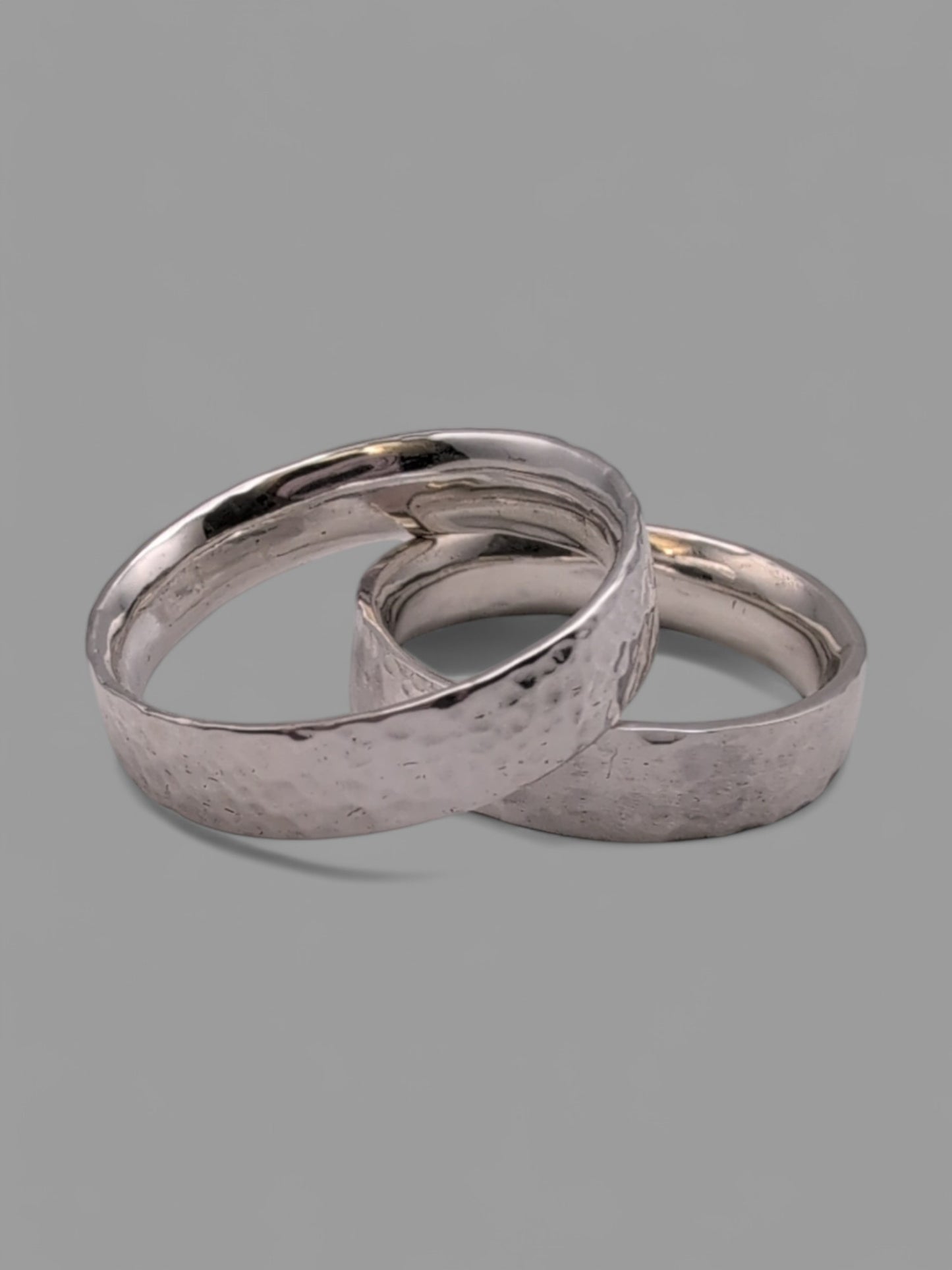 Handmade Sterling Silver flat hammered band