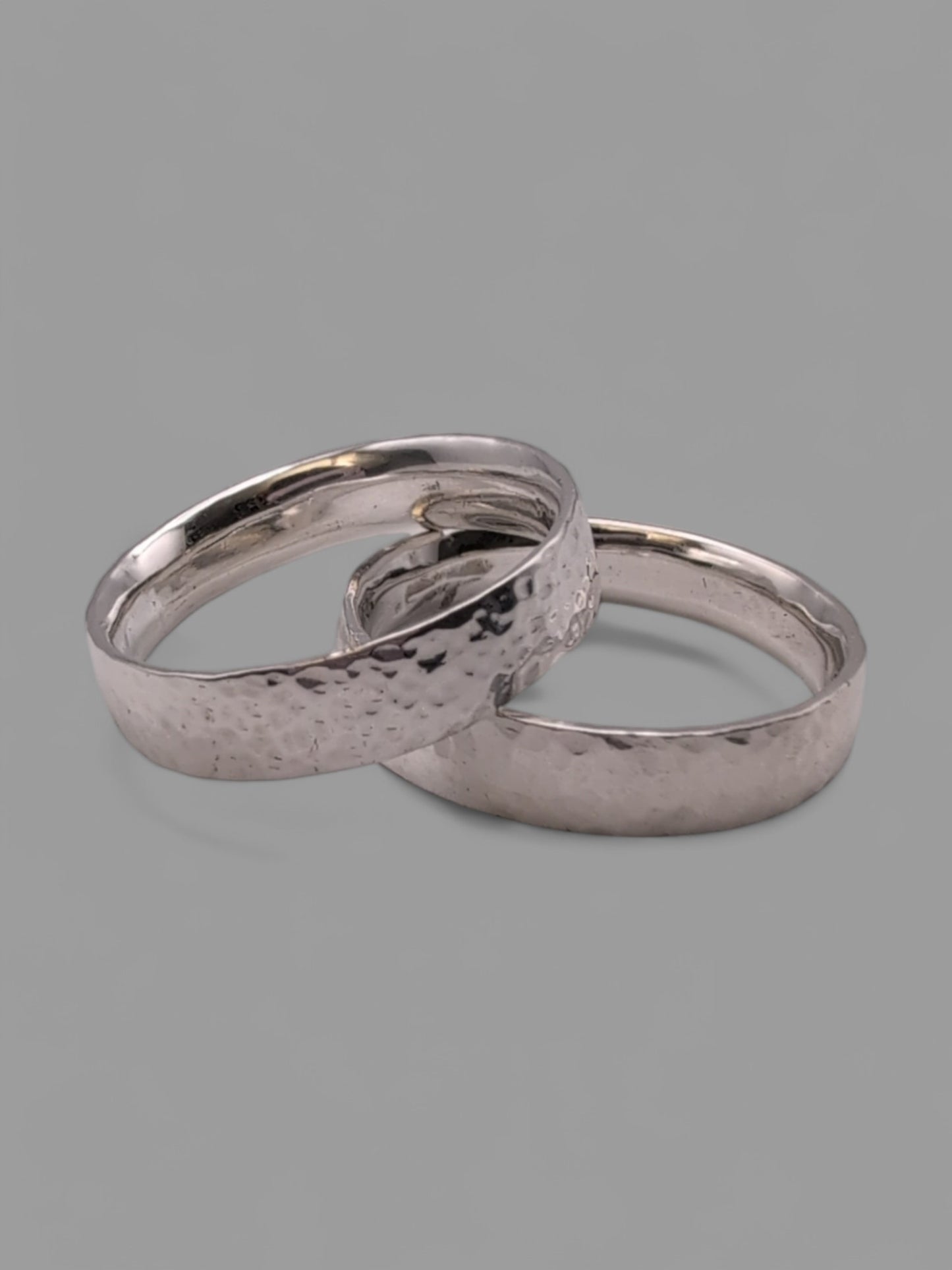 Handmade Sterling Silver flat hammered band