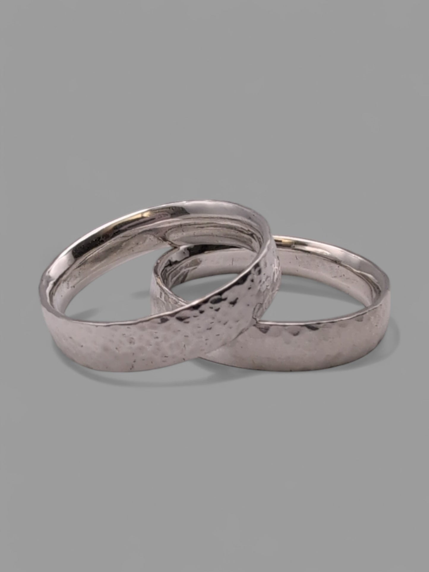 Handmade Sterling Silver flat hammered band