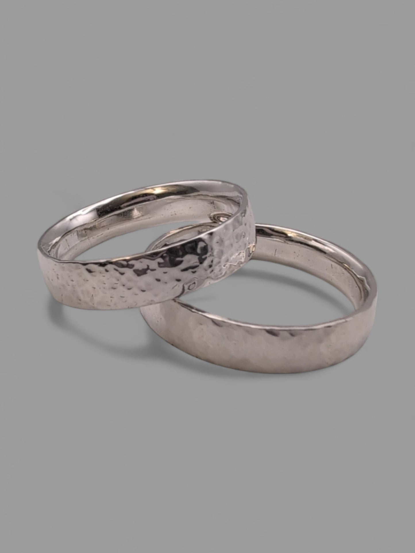 Handmade Sterling Silver flat hammered band