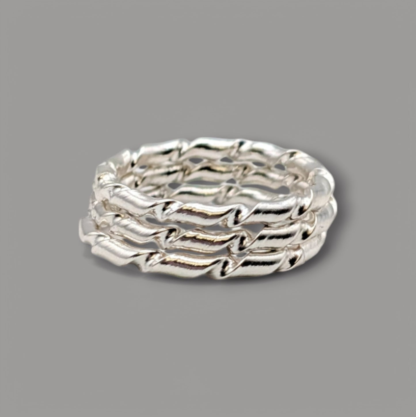 Sterling Silver twisted Stacker ring Set