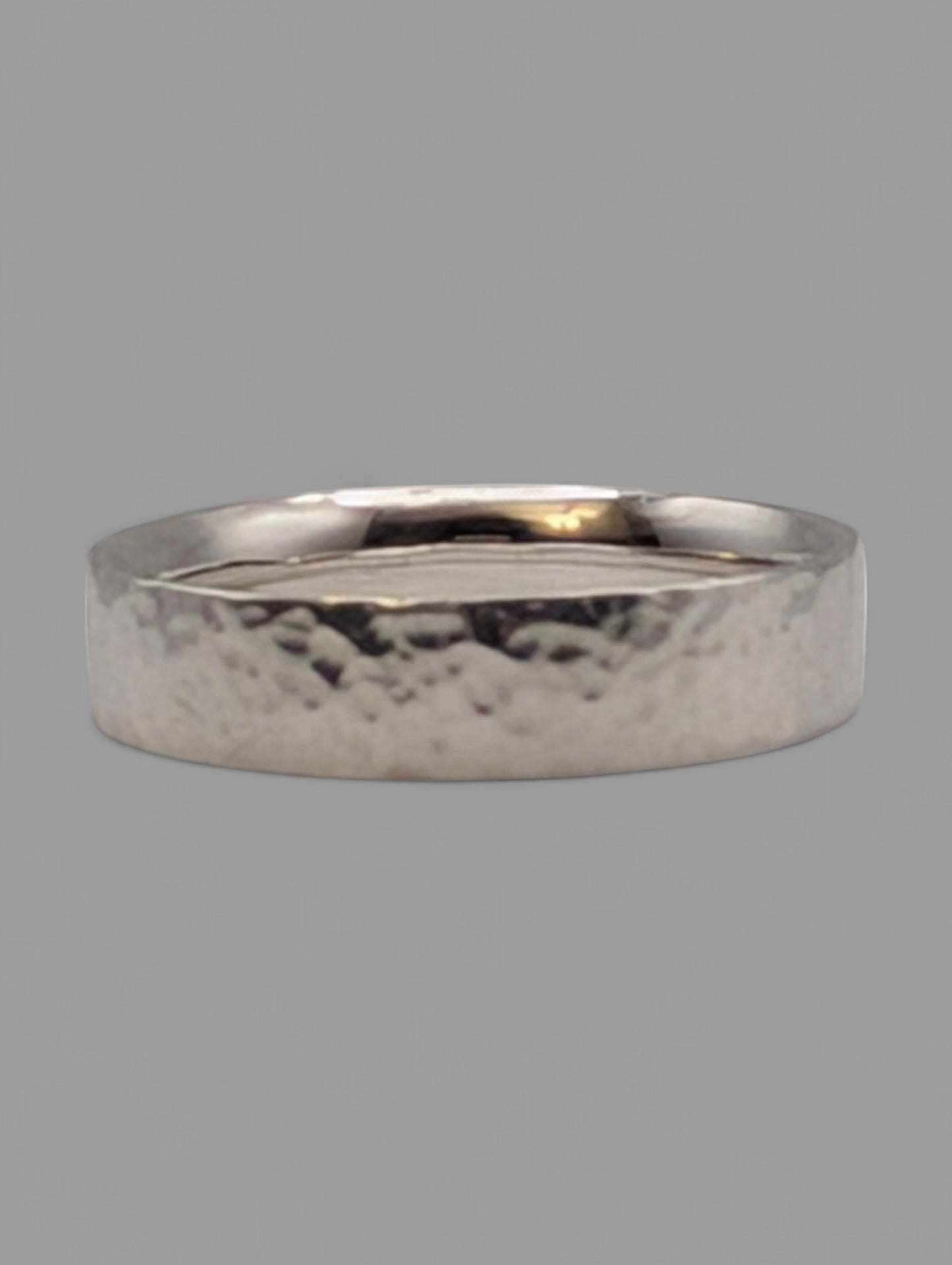 Handmade Sterling Silver flat hammered band