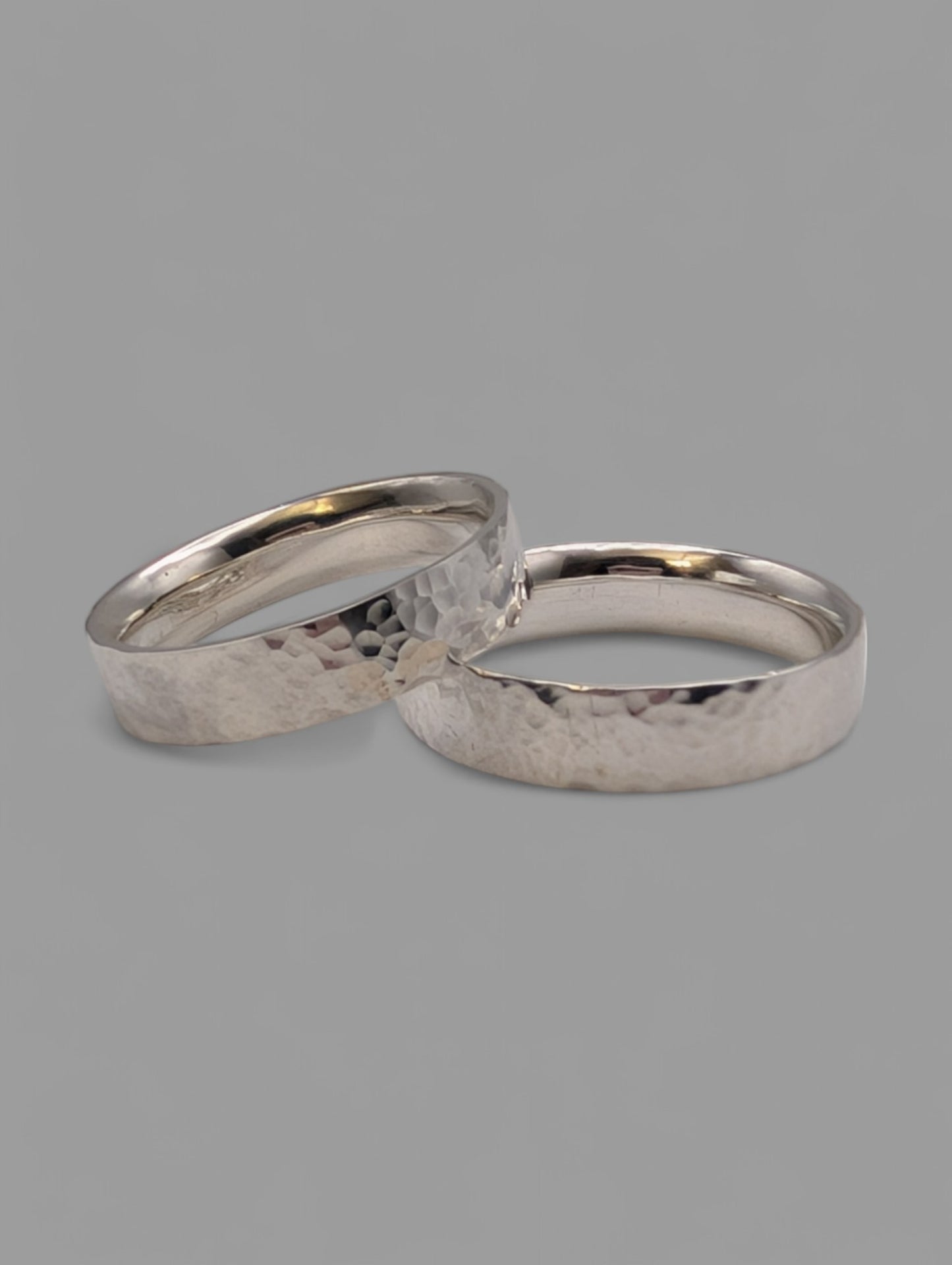 Handmade Sterling Silver flat hammered band