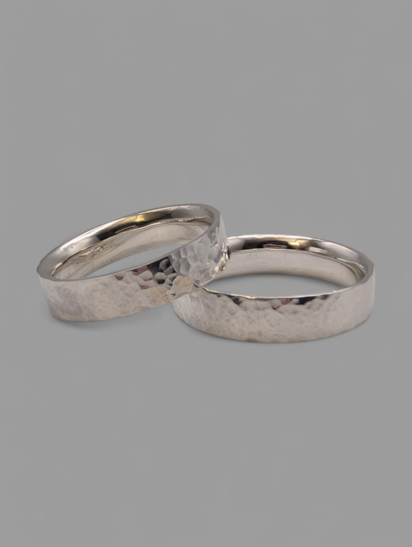 Handmade Sterling Silver flat hammered band