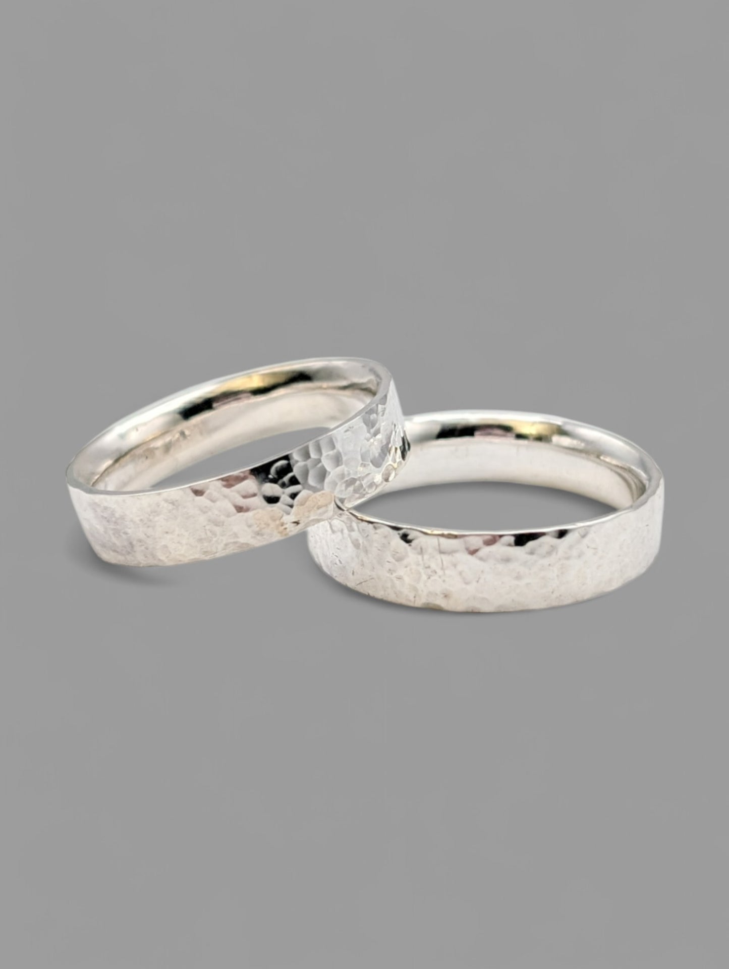 Handmade Sterling Silver flat hammered band