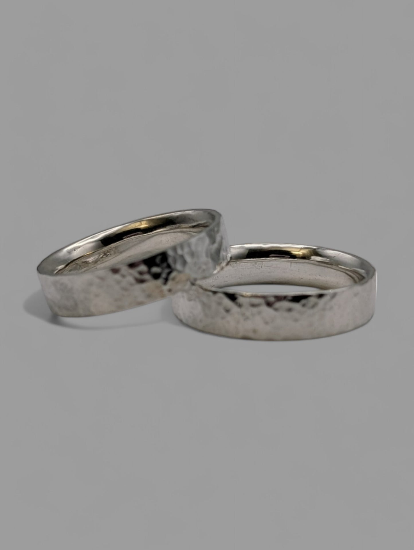 Handmade Sterling Silver flat hammered band