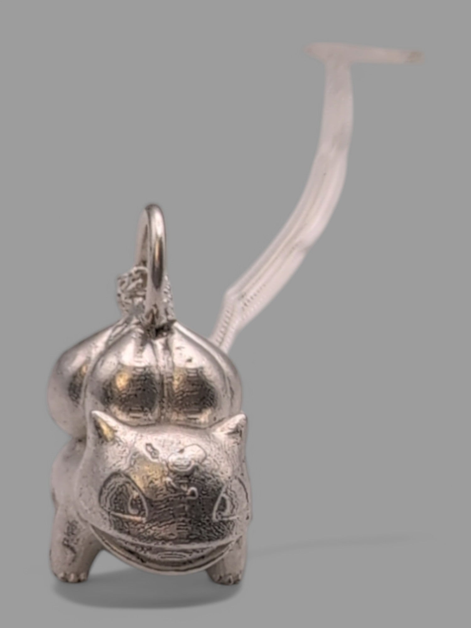 Handmade Pokemon Pendant with Sterling  Silver Bulbosaur Charm.