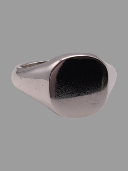 Handmade Sterling silver Cushion signet Ring 14mm x 12mm head