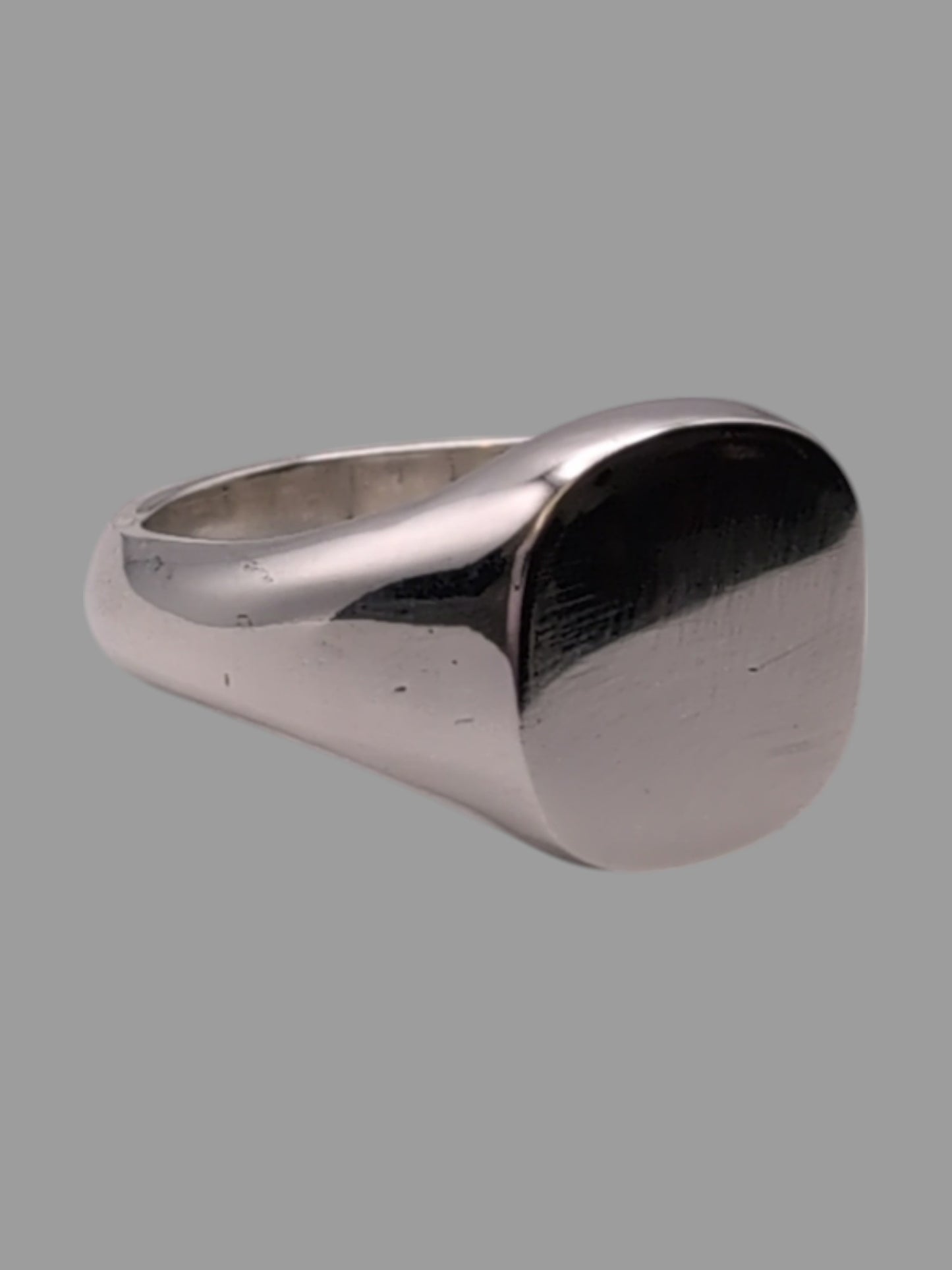 Handmade Sterling silver Cushion signet Ring 14mm x 12mm head