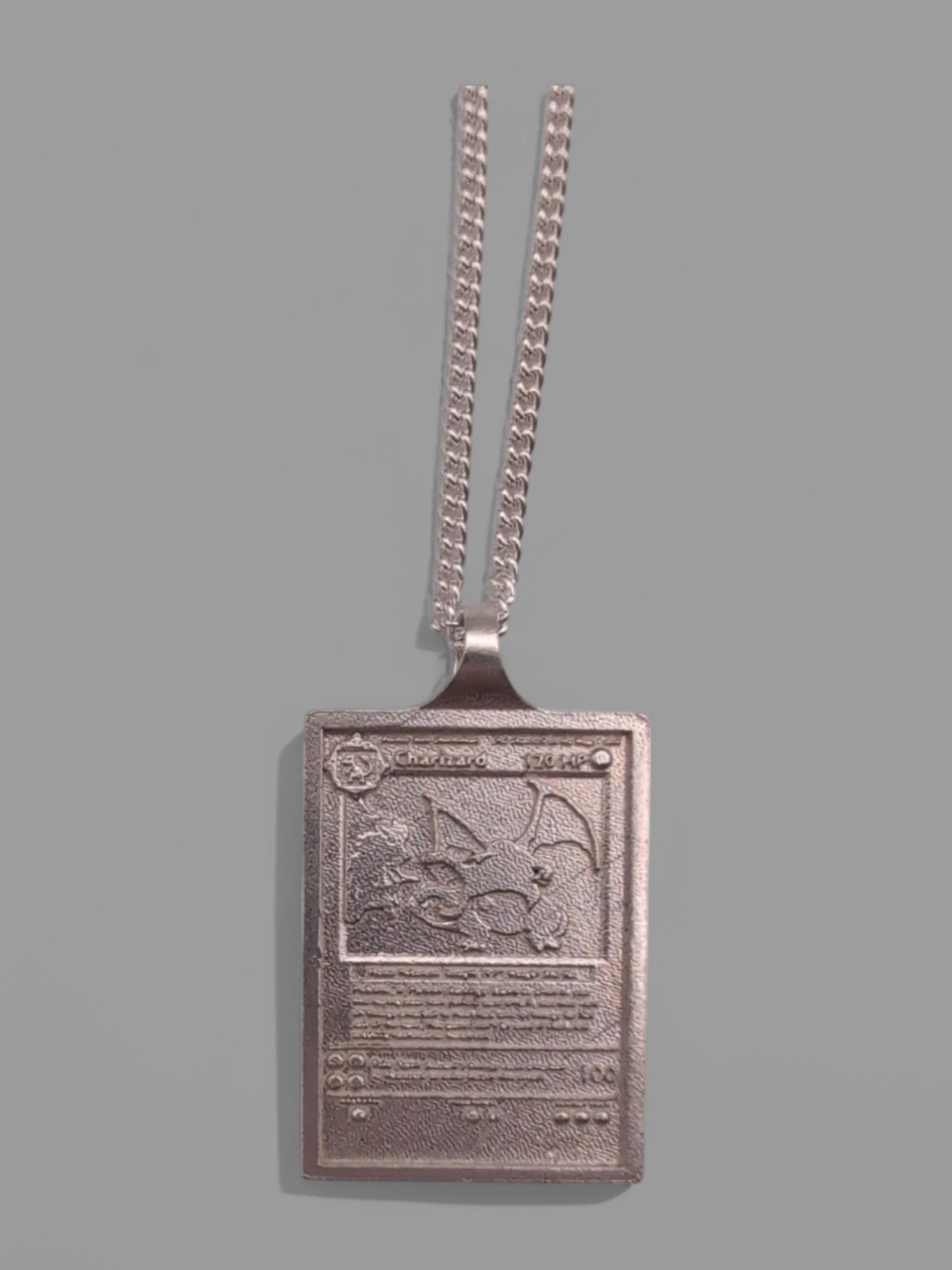 Sterling Silver Charizard Card Pendant