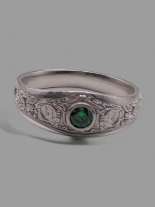 Hobbit Inspired Handmade Silver ring with Gem